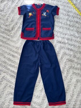 4T Vintage 80s children's traditional Chinese pajama/loungewear set